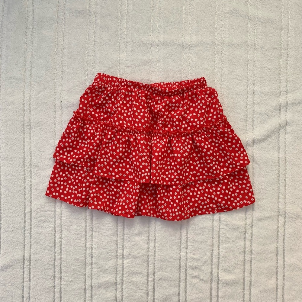 RED FLORAL SKIRT